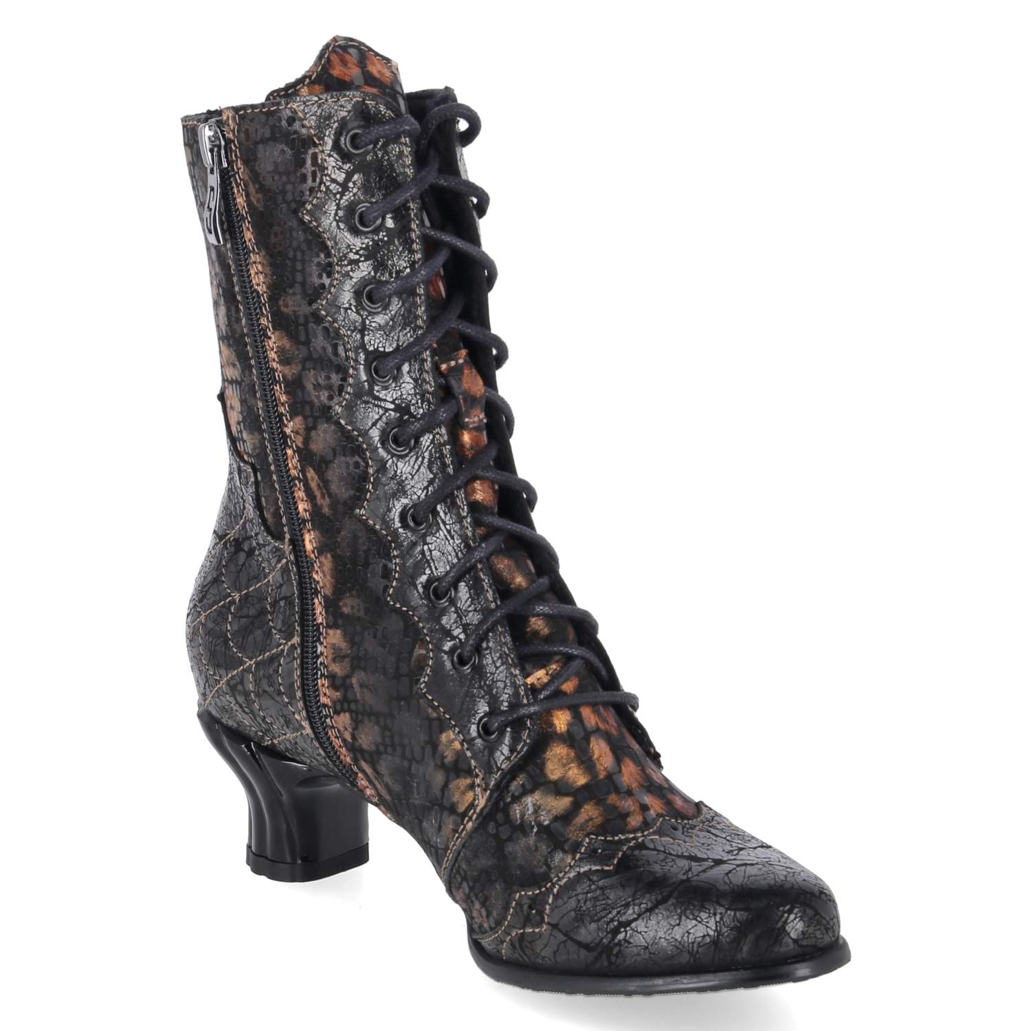 Schnürrstiefeletten  Schwarz