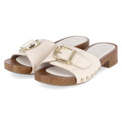 Open Toe Clogs  Beige