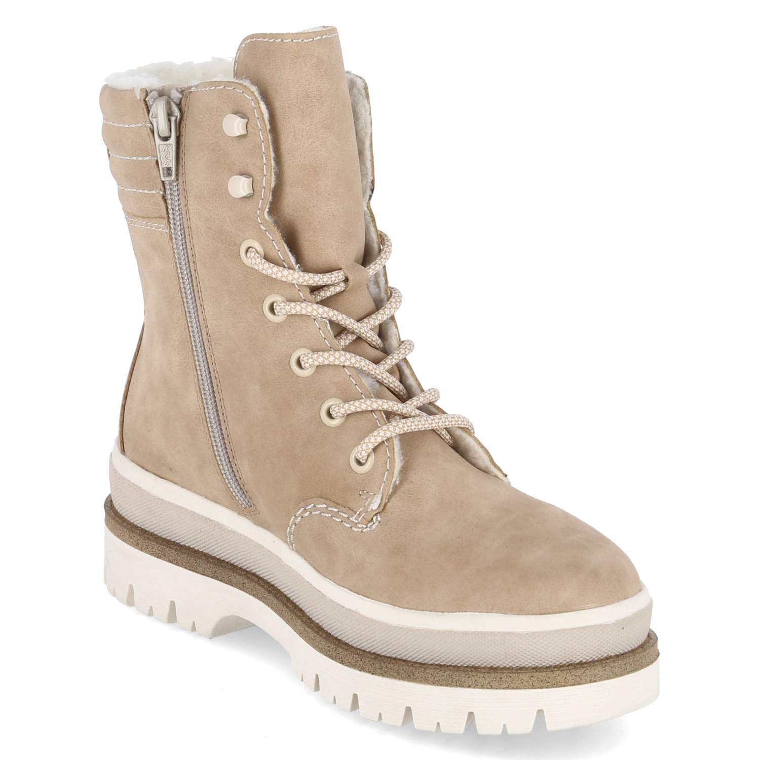 Schnürtsiefeletten  Beige