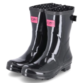 Gummistiefel GLOSSY - black-pink