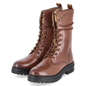 Schnürstiefel - Cognac/Leopard