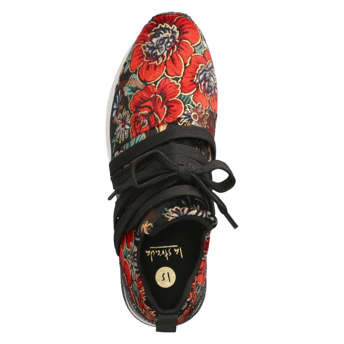Low Sneaker - Velvet Black / Red Flower