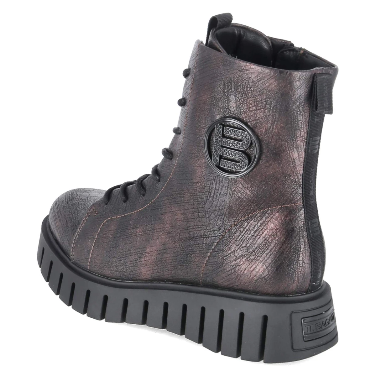 Schnürboots - black / dark red