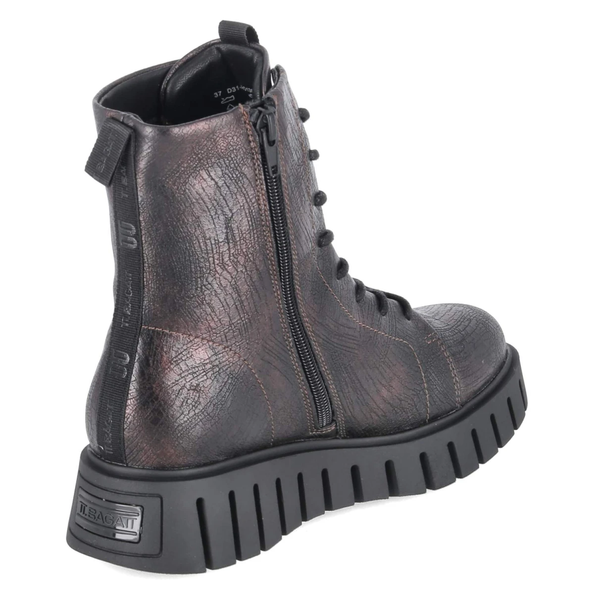 Schnürboots - black / dark red