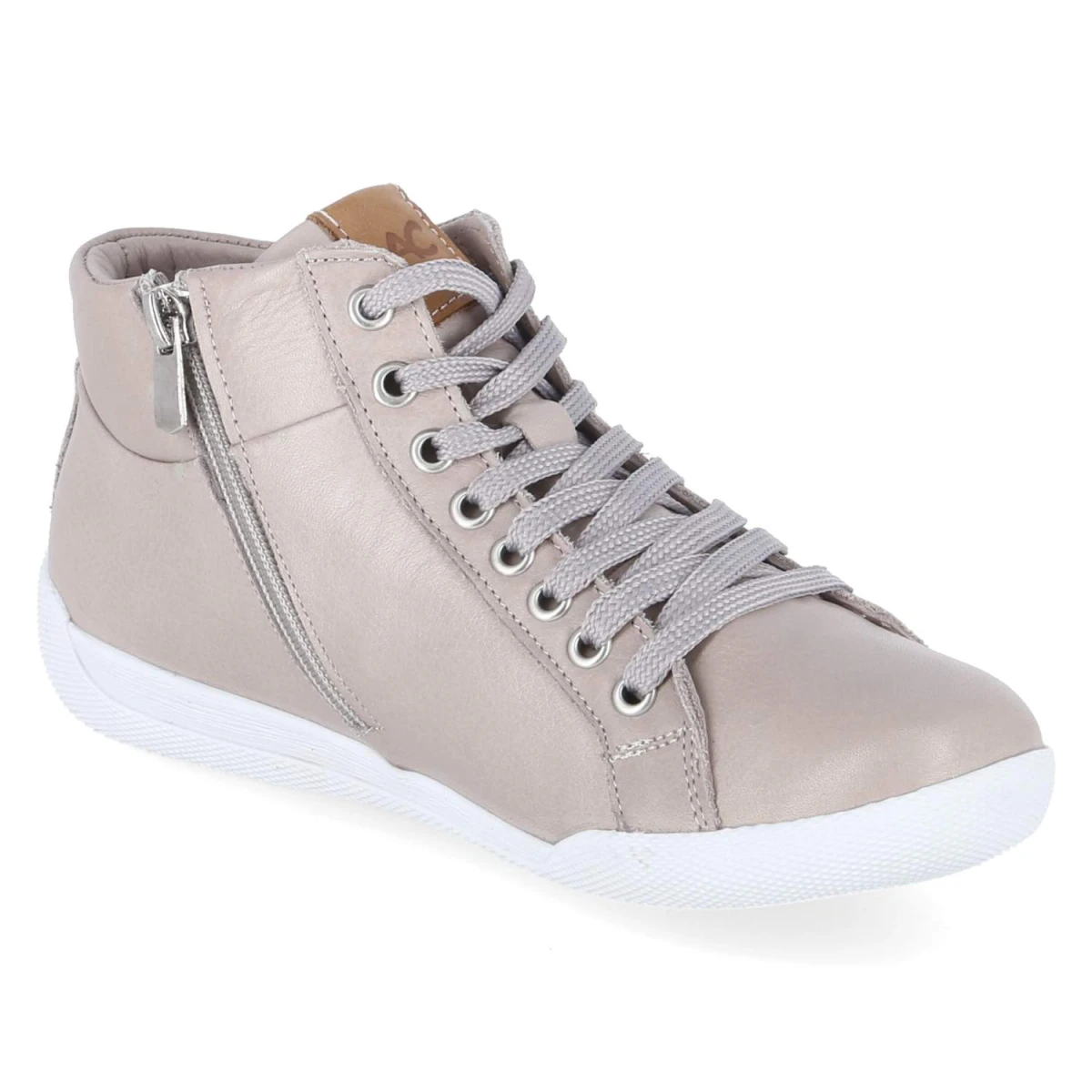 High Sneaker - silbergrau/brandy