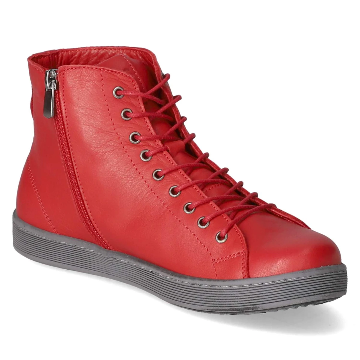 Schnürstiefeletten - chili/grau