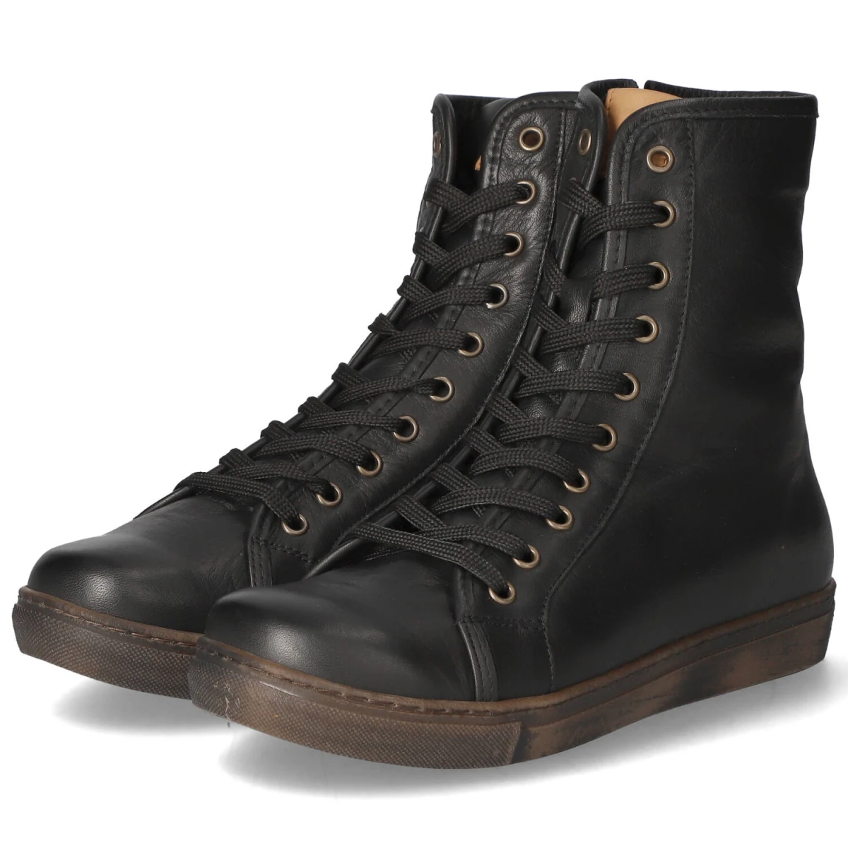 Schnürstiefeletten - schwarz/ brandy