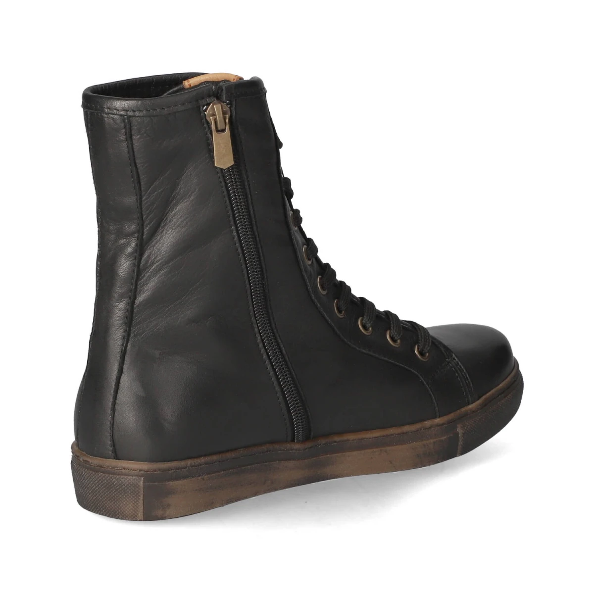 Schnürstiefeletten - schwarz/ brandy