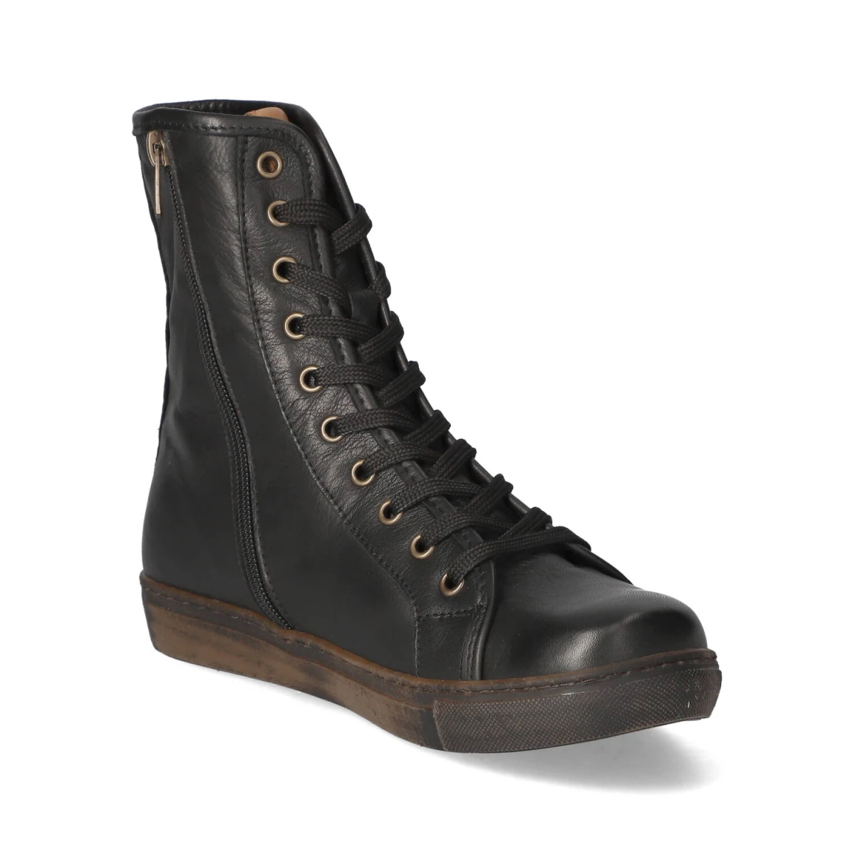 Schnürstiefeletten - schwarz/ brandy